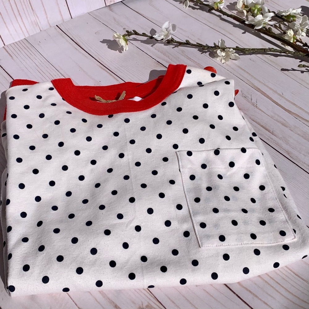 Knitpick Polka Dot Short Sleeve Tee w/ Red Accents